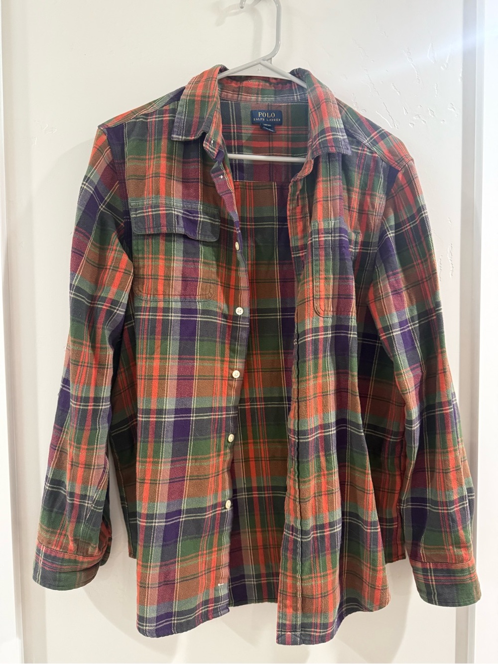 Polo by Ralph Lauren Orange Green Purple Plaid Button-Down Shirt